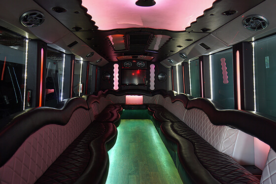 Bar area on limo bus